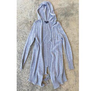 Kensie Gray Hooded open-front long Sweater. Sz S